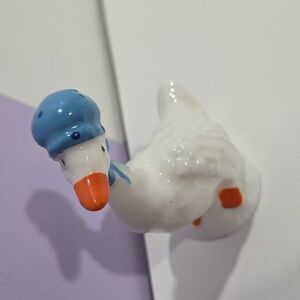 Ceramic Goose Figurine In Blue Bonnet